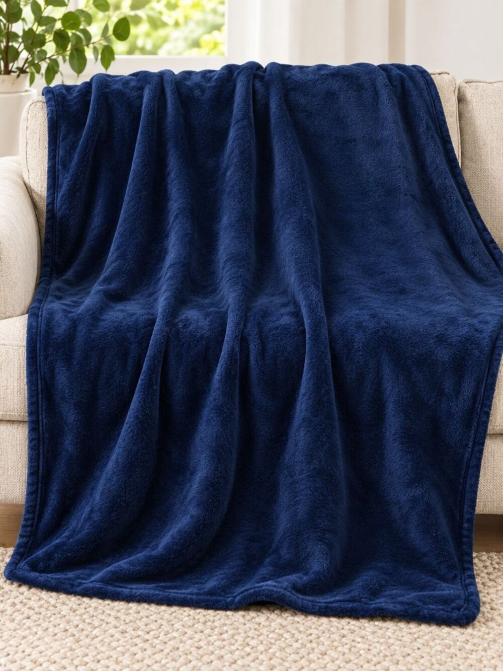 Miss Elaine Essentials Super Soft Navy Blue Throw Blanket